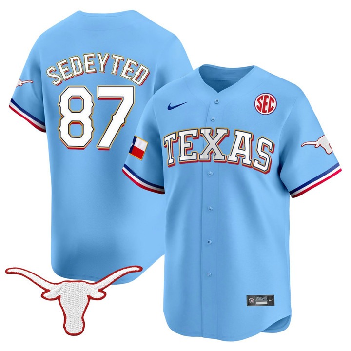 Men's Texas Longhorns #87 SEDEYTED Blue Nike Stitched Baseball Jersey