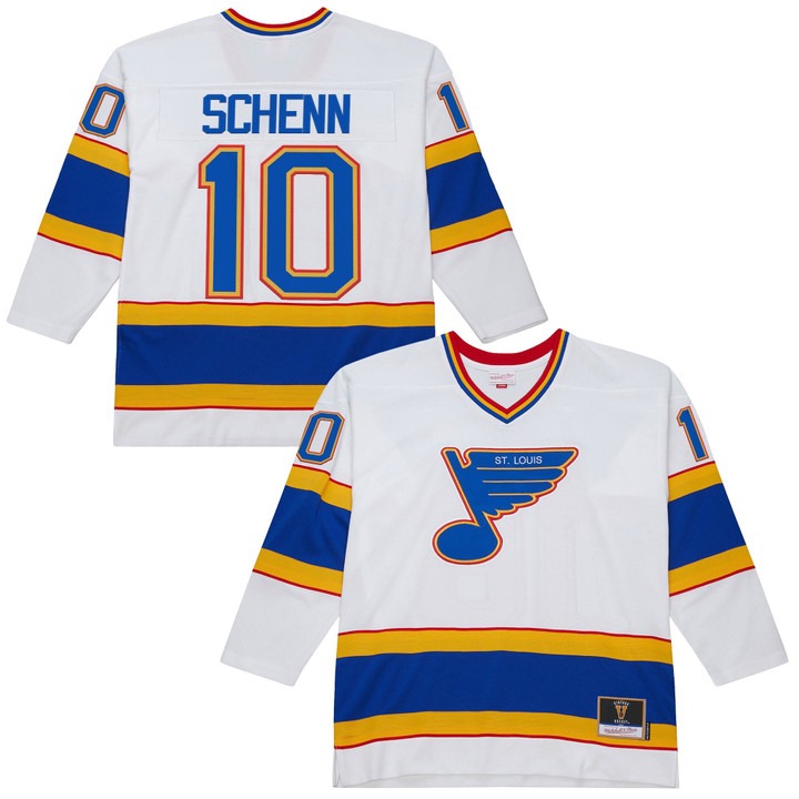 Men's St. Louis Blues #10 Brayden Schenn White Vintage 1990-91 Power Play Stitched Jersey