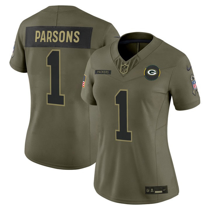 Women's Green Bay Packers #1 Micah Parsons Olive F.U.S.E. 2025 Salute to Service Vapor Limited Stitched Jersey Women's Green Bay Packers #1 Micah Parsons Olive F.U.S.E. 2025 Salute to Service Vapor Limited Stitched Jersey