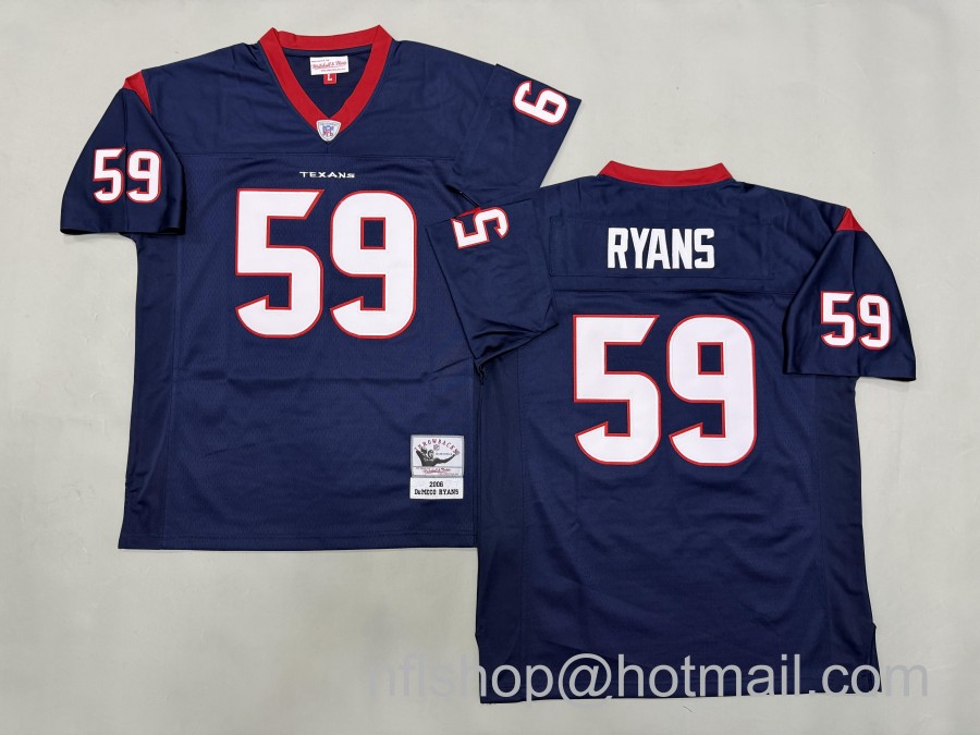 Men's Houston Texans #59 DeMeco Ryans Navy 2006 Mitchell & Ness NFL Jersey