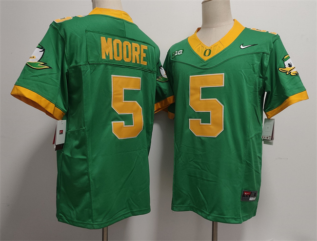 Men's Oregon Ducks #5 Dakorien Moore Green 2024 F.U.S.E. Stitched Jersey