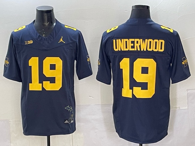 Men's Michigan Wolverines #19 Bryce Underwood Navy F.U.S.E. 2025 Vapor Limited Stitched Football Jersey