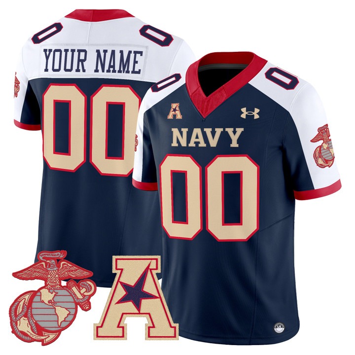Men's Navy Midshipmen Custom Navy Alternate F.U.S.E. Vapor USMC Premier Stitched Football Jersey