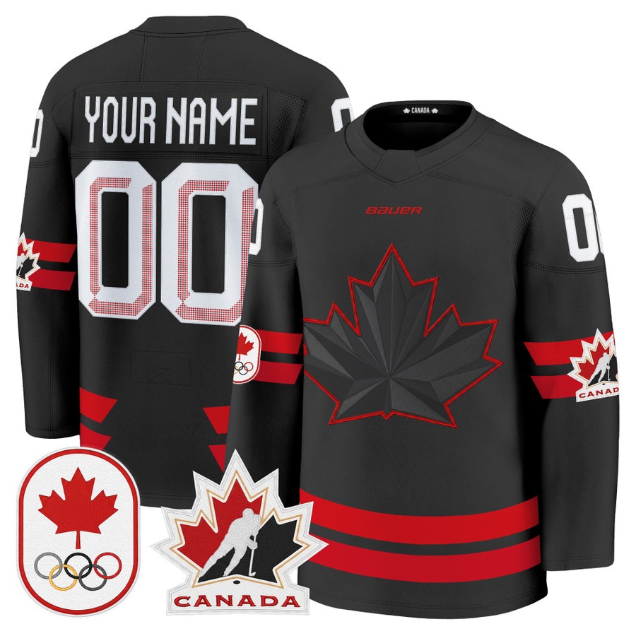BAUER x 2026 Olympic Canada Hockey Custom Black Premium Stitched Jersey