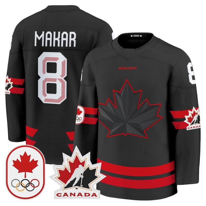 Men's BAUER x 2026 Olympic Canada #8 Cale Makar Black Premium Stitched Hockey Jersey