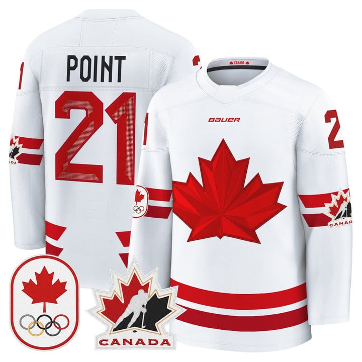 Men's BAUER x 2026 Olympic Canada #21 Brayden Point White Premium Stitched Hockey Jersey