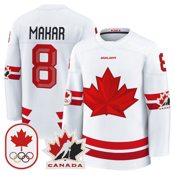 Men's BAUER x 2026 Olympic Canada #8 Cale Makar White Premium Stitched Hockey Jersey