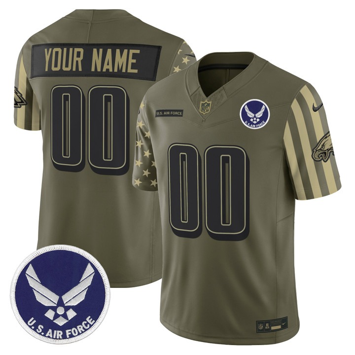 Men's Philadelphia Eagles x U.S. Military Veteran Air Force F.U.S.E. Vapor Limited Custom Stitched Jersey