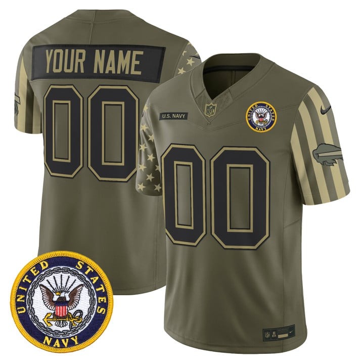 Men's Buffalo Bills x U.S. Military Veteran Navy F.U.S.E. Vapor Limited Custom Stitched Jersey