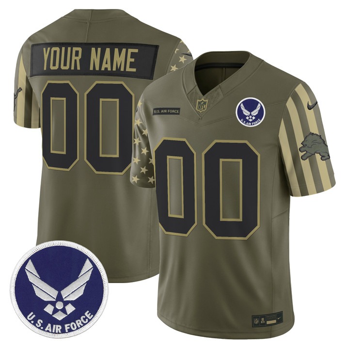 Men's Detroit Lions x U.S. Military Veteran Air Force F.U.S.E. Vapor Limited Custom Stitched Jersey