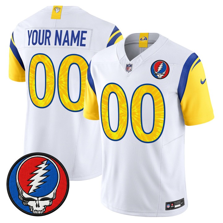 Men's Los Angeles Rams x Grateful Dead Custom White F.U.S.E. Vapor Limited Stitched Jersey