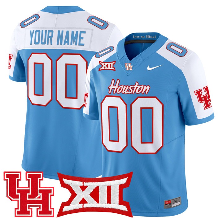 Men's Houston Cougars Custom  2025 Oilers Inspired F.U.S.E. Vapor Limited Stitched Football Jersey Alternate