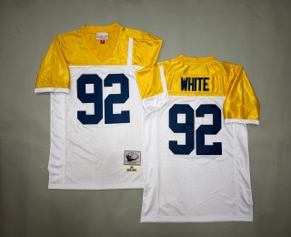 Men's Green Bay Packers #92 Reggie White 1994 Throwback Stitched Jersey White Gold
