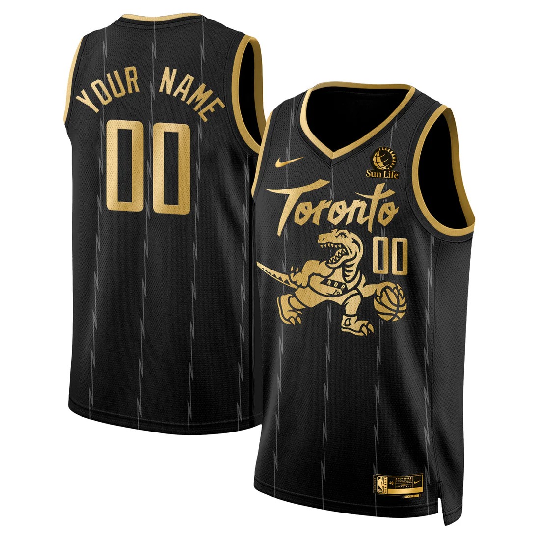 Men's Toronto Raptors Custom 2025-26 City Edition Stitched Jersey Black Gold