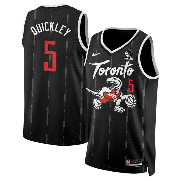 Men's Toronto Raptors #5 Immanuel Quickley 2025-26 City Edition Stitched Jersey Black