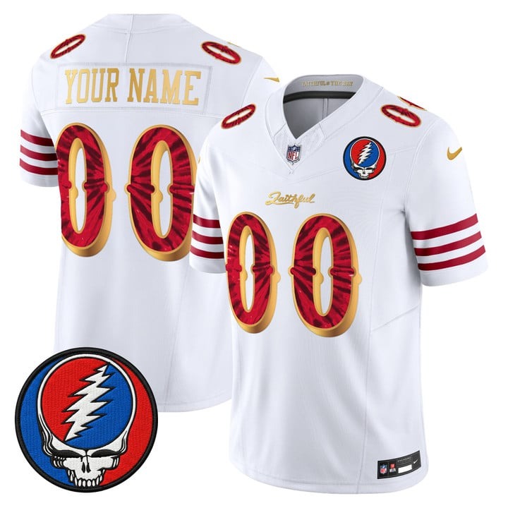 Men's San Francisco 49ers x Grateful Dead Rivalries Edition Custom F.U.S.E. Vapor Limited Stitched Jersey - White