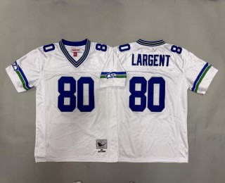 Youth Seattle Seahawks #80 Steve Largent White 1985 Throwback Stitched Jersey
