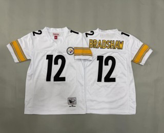 Youth Pittsburgh Steelers #12 Terry Bradshaw White 1982 Throwback Stitched Jersey