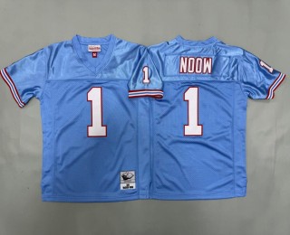 Youth Tennessee Titans Oilers #1 Warren Moon Light Blue 1993 Throwback Stitched Jersey