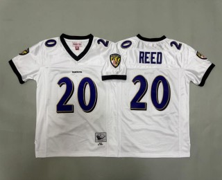 Youth Baltimore Ravens #20 Ed Reed White 2004 Throwback Stitched Jersey
