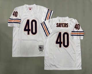 Men's Chicago Bears #40 Gale Sayers White Throwback Stitched Jersey