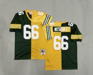 Men's Green Bay Packers #66 Ray Nitschke Split 1969 Throwback Stitched Jersey