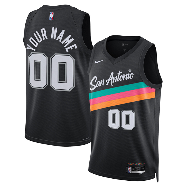 Men's San Antonio Spurs Custom Black 2025-26 City Edition Stitched Basketball Jersey