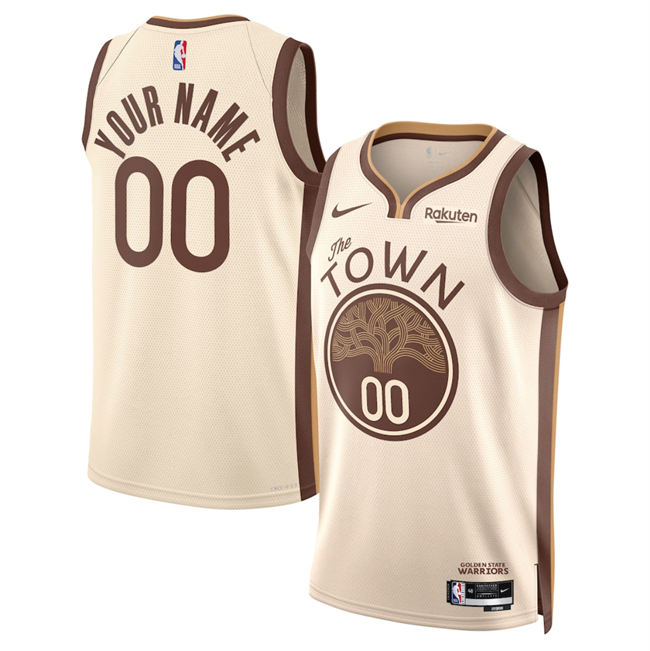 Men's Golden State Warriors Custom Tan 2025-26 City Edition Stitched Basketball Jersey
