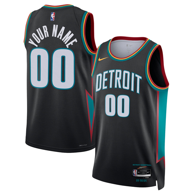 Men's Detroit Pistons Custom Black 2025-26 City Edition Stitched Basketball Jersey