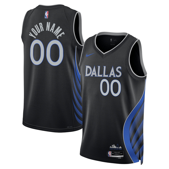 Men's Dallas Mavericks Custom Black 2025-26 City Edition Stitched Basketball Jersey