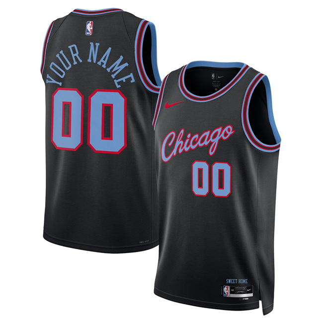 Men's Chicago Bulls Custom Black 2025-26 City Edition Stitched Basketball Jersey