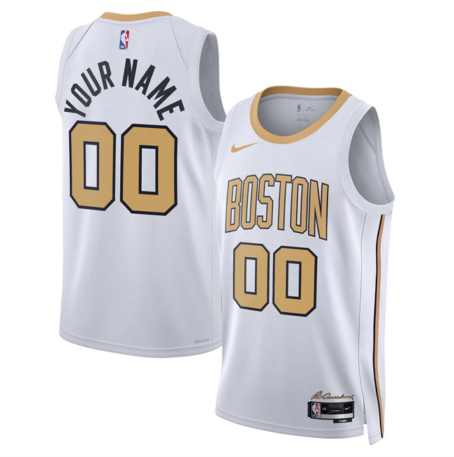 Men's Boston Celtics Custom White 2025-26 City Edition Stitched Basketball Jersey