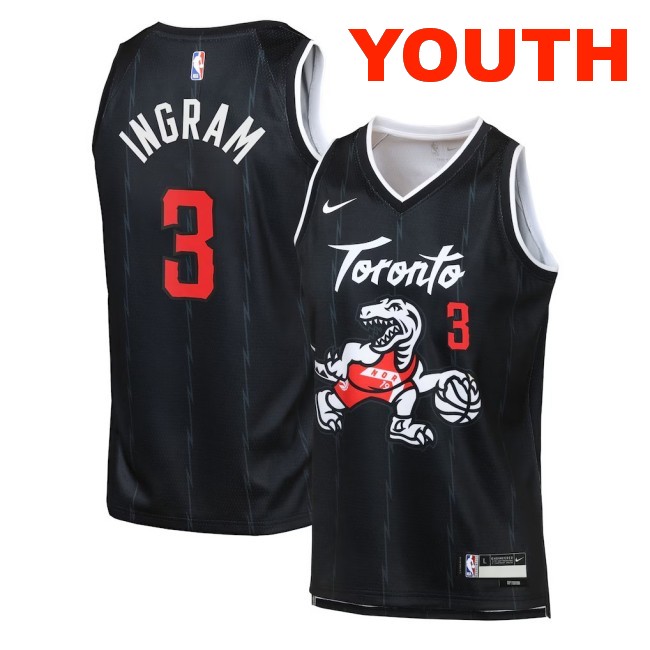 Youth Toronto Raptors #3 Brandon Ingram Black 2025-26 City Edition Swingman Stitched Jersey