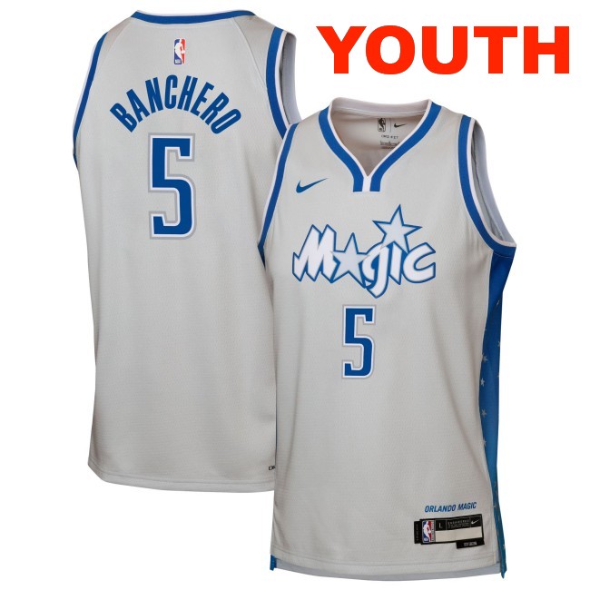 Youth Orlando Magic #5 Paolo Banchero White 2025-26 City Edition Swingman Stitched Jersey