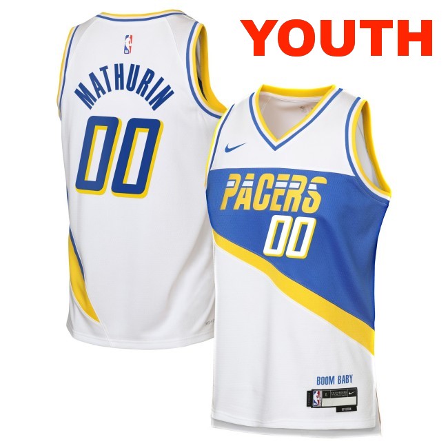 Youth Indiana Pacers #00 Bennedict Mathurin White 2025-26 City Edition Swingman Stitched Jersey
