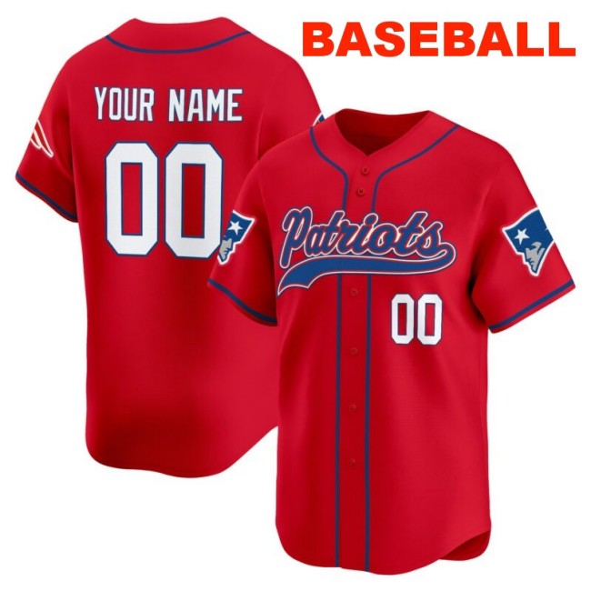 New England Patriots Baseball Custom Red 2025 Nike Limited Stitched Jersey