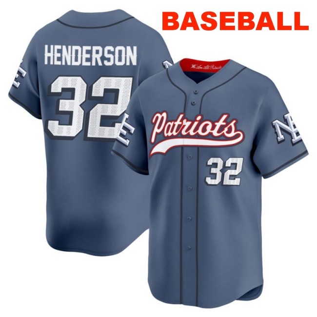 Men's New England Patriots #32 TreVeyon Henderson Storm Blue 2025 Baseball Nike Limited Stitched Jersey