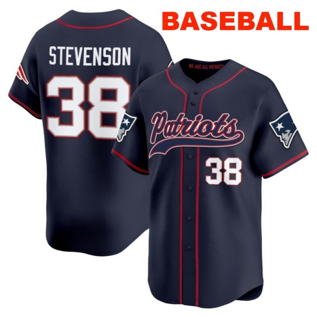 Men's New England Patriots #38 Rhamondre Stevenson Navy 2025 Baseball Nike Limited Stitched Jersey