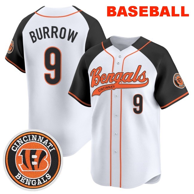Men's Cincinnati Bengals #9 Joe Burrow 2025 Nike Vapor Limited Stitched Baseball Jersey Alternate