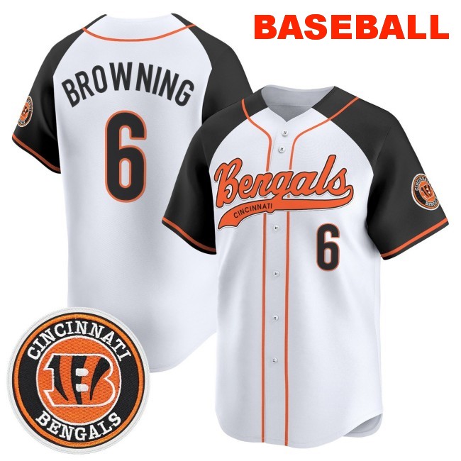 Men's Cincinnati Bengals #6 Jake Browning 2025 Nike Vapor Limited Stitched Baseball Jersey Alternate