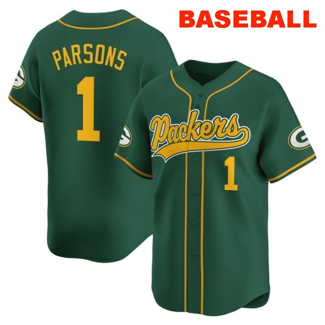 Men's Green Bay Packers #1 Micah Parsons Baseball 2025 Nike Limited Stitched Jersey Green