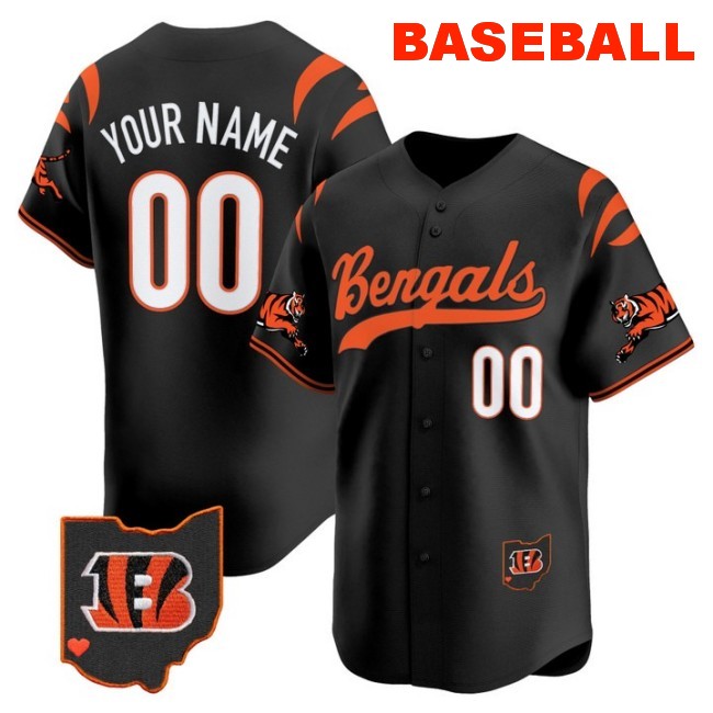 Nike Cincinnati Bengals Custom Baseball 2025 Vapor Limited V2 Stitched Jersey Black