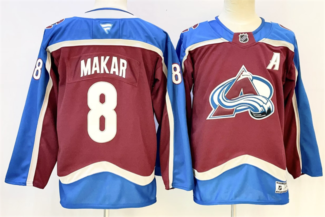 Men's Colorado Avalanche #8 Cale Makar Burgundy 2024-25  With A Patch Stitched Jersey