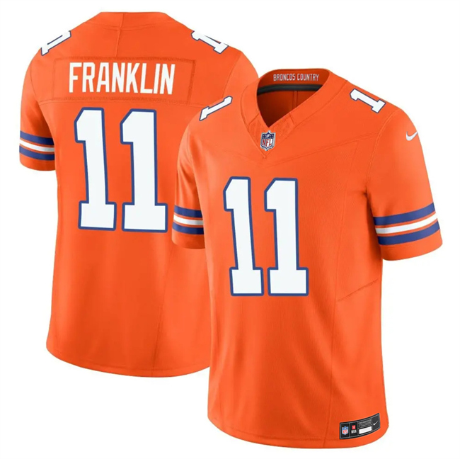 Men's Denver Broncos #11 Troy Franklin Orange F.U.S.E. Mile High Collection 1977 Throwback Vapor Limited Stitched Football Jersey