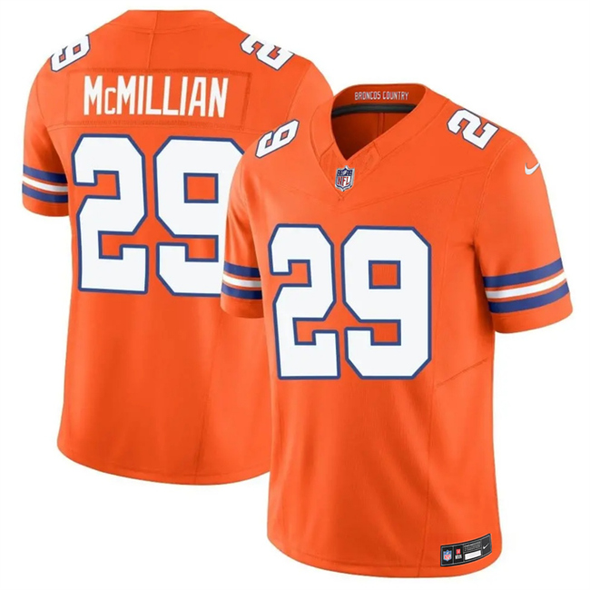 Men's Denver Broncos #29 Ja'Quan McMillan Orange Mile High Collection 1977 Throwback Vapor Limited Stitched Football Jersey