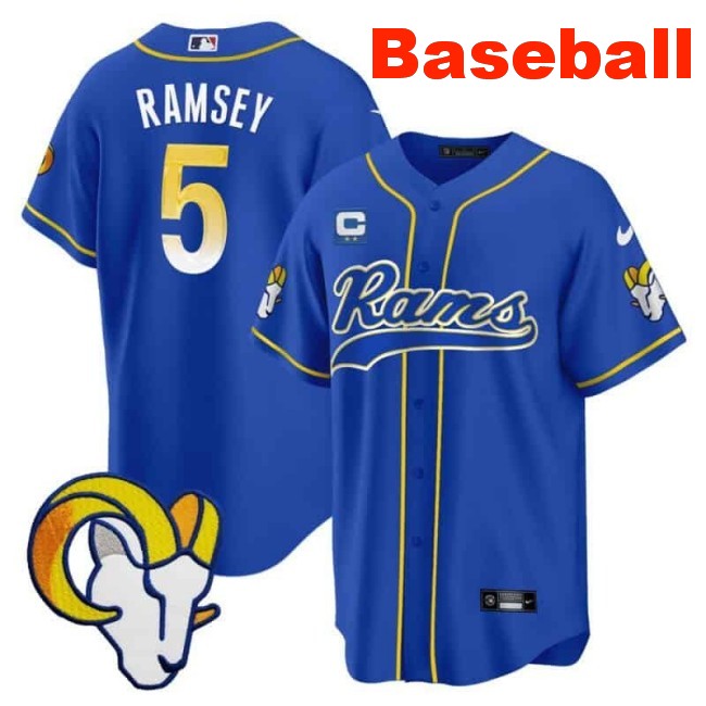Men's Los Angeles Rams #5 Jalen Ramsey Baseball Royal Nike Limited Stitched Jersey