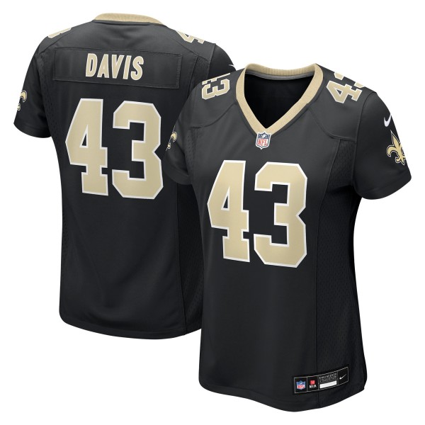 Women's New Orleans Saints #43 Michael Davis Nike Black Team Stitched Game Jersey