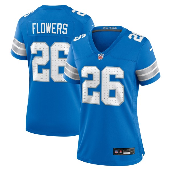 Women's Detroit Lions #26 Tre Flowers Nike Blue Team Stitched Game Jersey