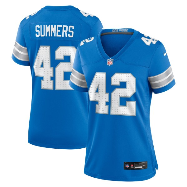 Women's Detroit Lions #42 Ty Summers Nike Blue Team Stitched Game Jersey