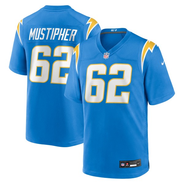 Men's Los Angeles Chargers #62 Sam Mustipher Nike Powder Blue Team Stitched Game Jersey